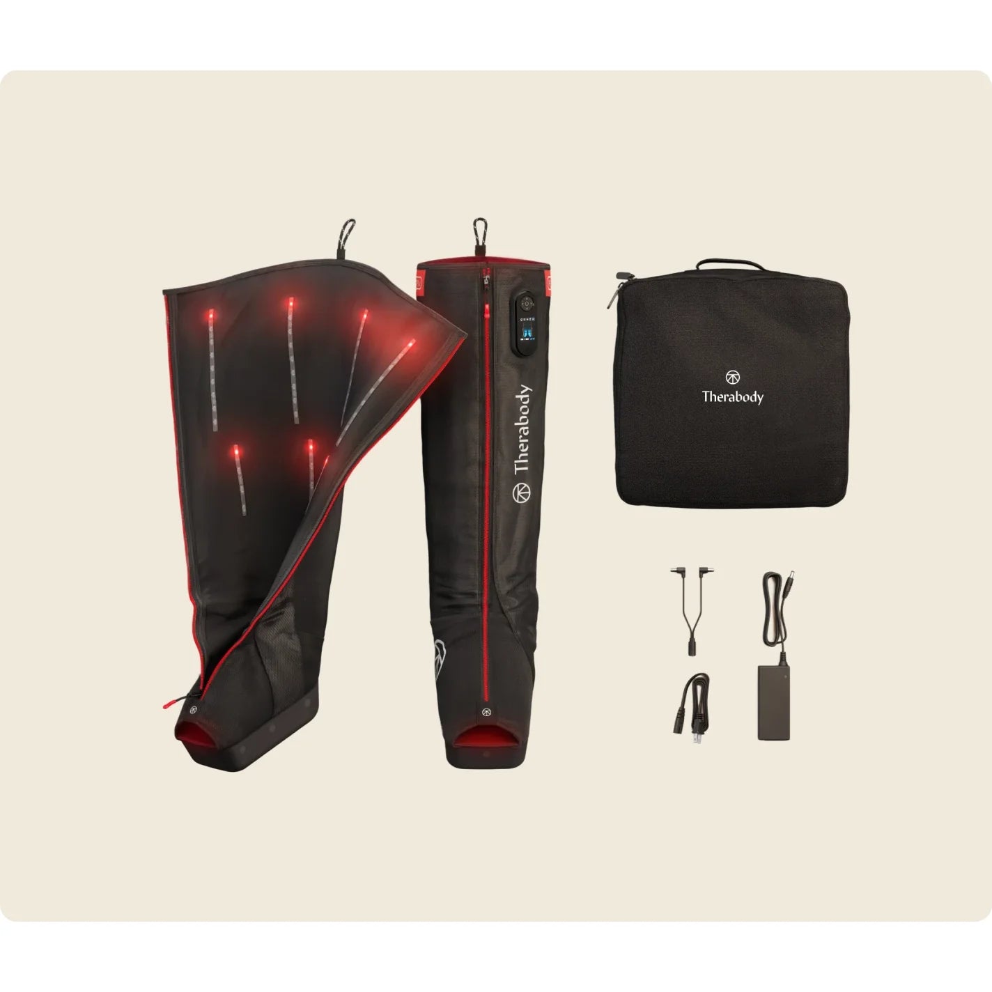 JetBoot Pro Plus — advanced compression + heat + vibration recovery boots by Therabody — box contents — what's included