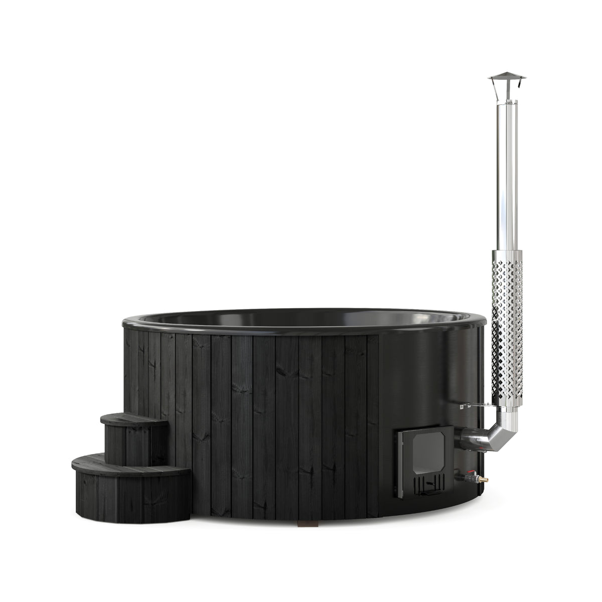 SaunaLife S6 wood-fired hot tub, black finish