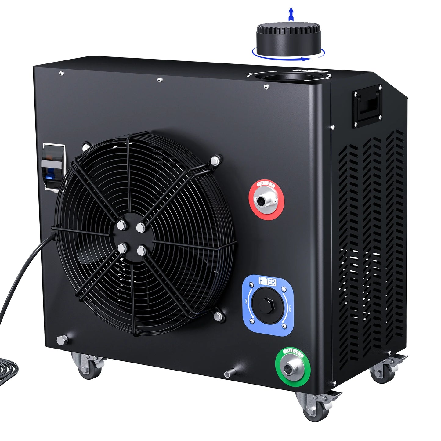 Rear filter access panel of the Dynamic Cold Therapy 0.8 HP Chiller & Heater with WIFI APP (DCT-SY-08-PRO) – cold therapy chiller