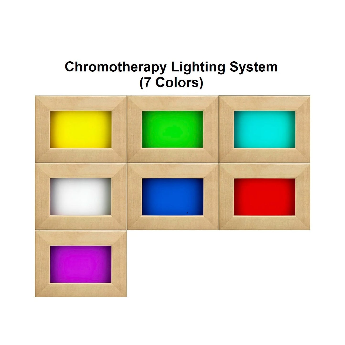 Chromotherapy color therapy lighting inside the Golden Designs Arlberg Flat Roof Outdoor Sauna (GDI-8003-01)