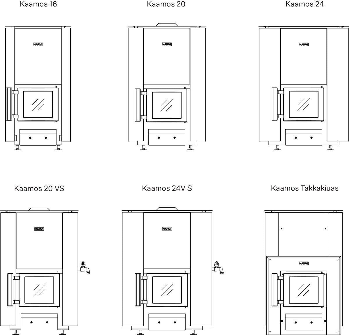 Narvi Kaamos 20 Wood-Burning Sauna Stove, dimension drawing