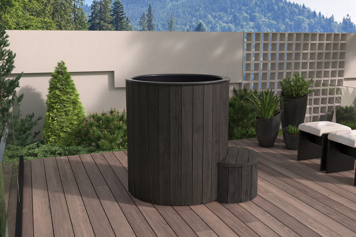 SaunaLife S1B Soak Series 1-Person Cold Plunge Tub, Black, installed view 4