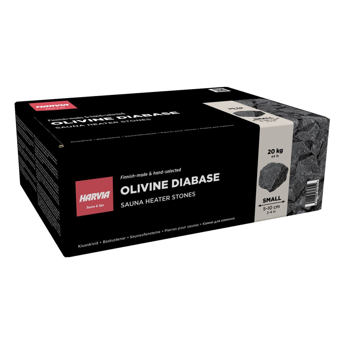 Harvia AC3000 olivine diabase sauna stones, 20 kg 44 lb carton, 2 to 4 inch grade