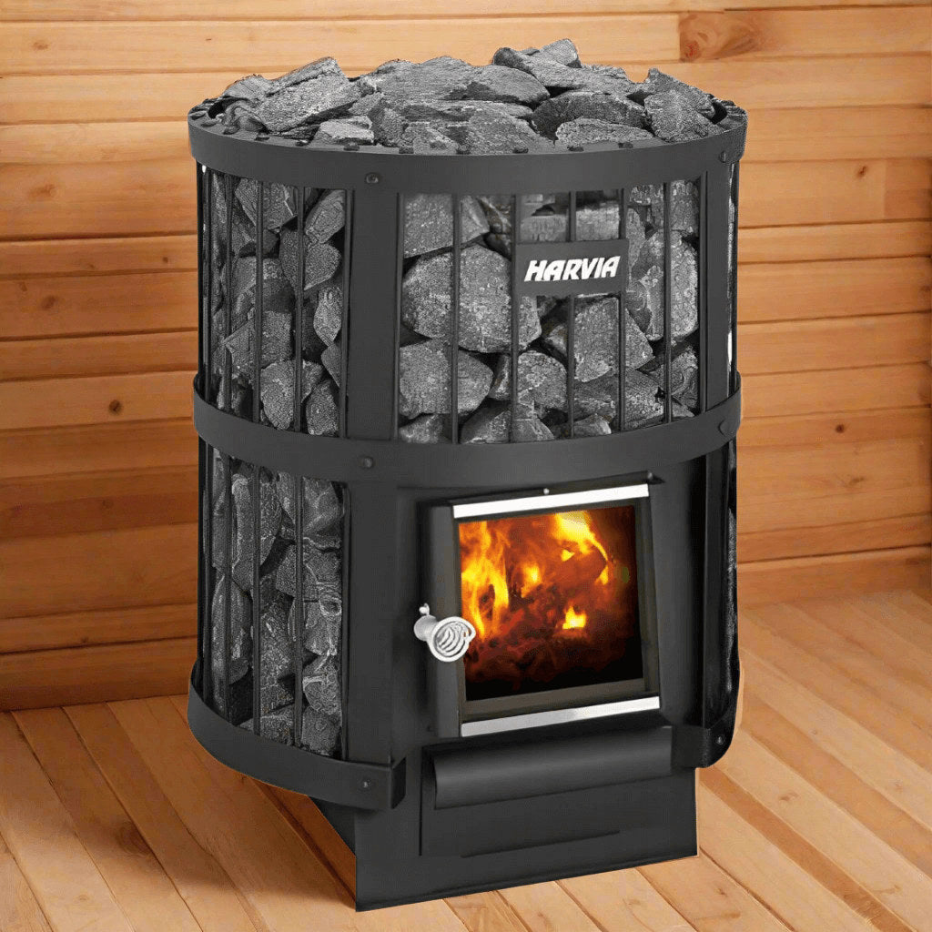 Harvia Legend 150 SL wood-burning sauna stove with the extended firebox for feeding from the next room