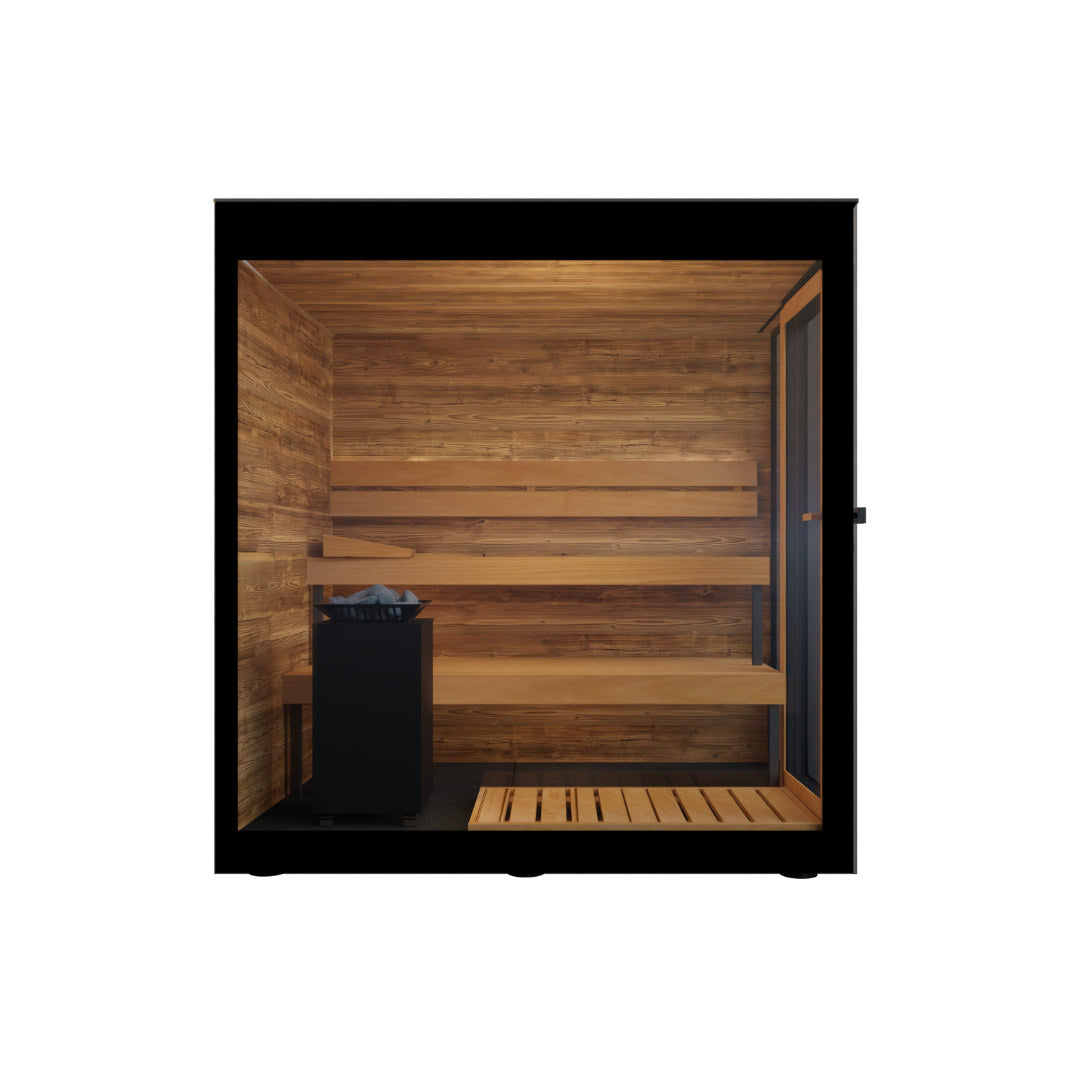 ThermaSol Vera outdoor sauna cabin, side elevation