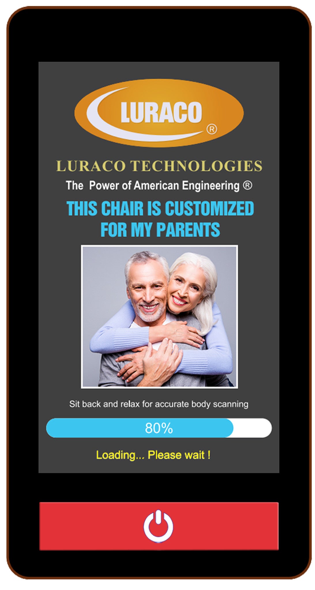 Luraco i9 Max Plus Billionaire Edition remote showing an owner's photo on the welcome screen