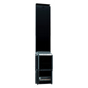 Saunum Air 7 sauna heater with the closed black steel stone basket, full height three quarter view on white