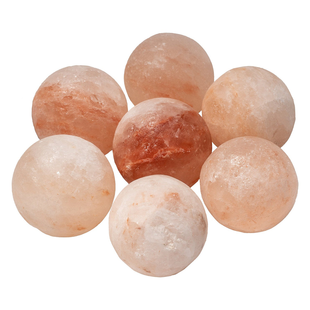 The seven Himalayan salt spheres that ship in the Saunum heater carton