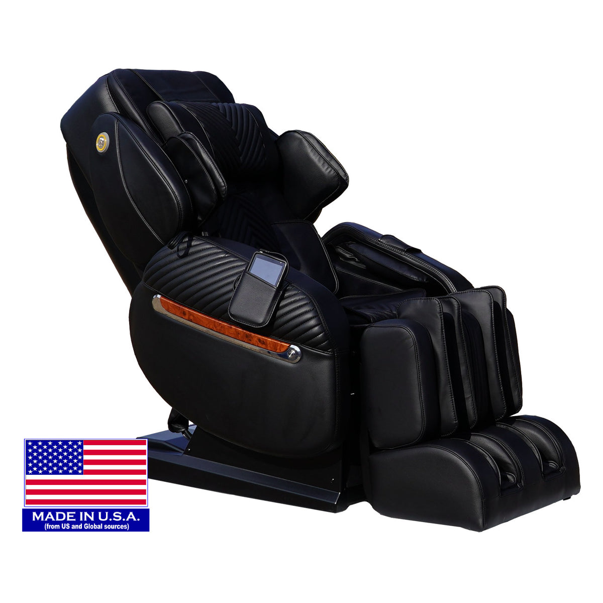 Luraco's studio photo of the i11 in black, three quarter view, the same chair body as the Billionaire Edition