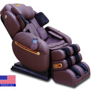 Luraco i9 Max Plus Royal Edition massage chair in chocolate with 18K gold plated trims