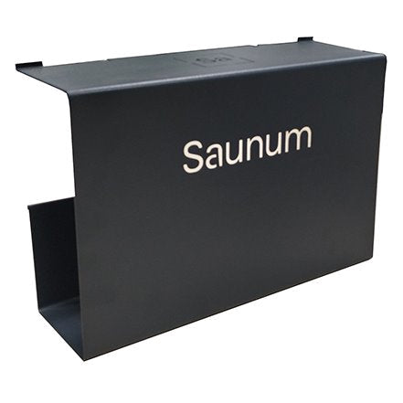 Saunum Air Deflector for Air and Air L heaters, black steel hood with Saunum lettering on white