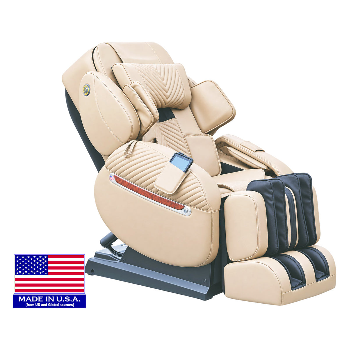 Luraco i11 massage chair in cream, three quarter view