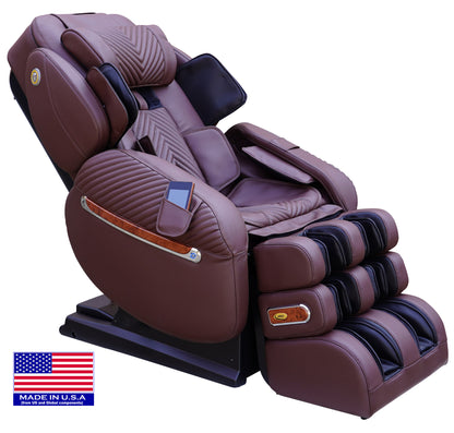 Luraco i9 Max Plus Billionaire Edition massage chair in chocolate, three quarter view