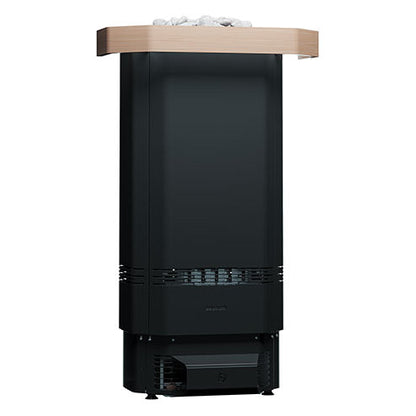 Saunum Air Perfect heater with the Air Deflector fitted, front view on white