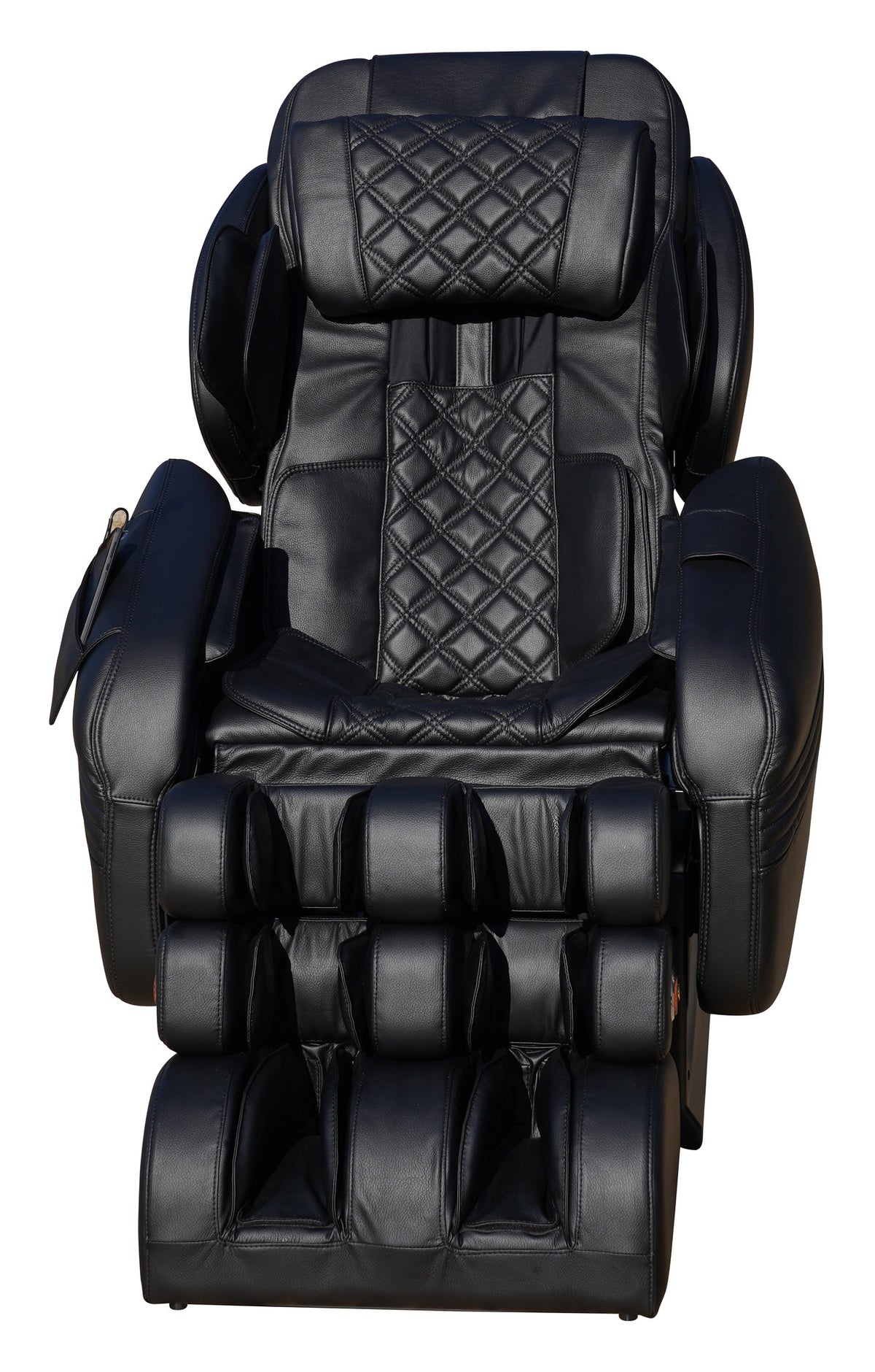 Luraco Model 3 Hybrid SL in black seen from the front, showing the diamond quilted backrest