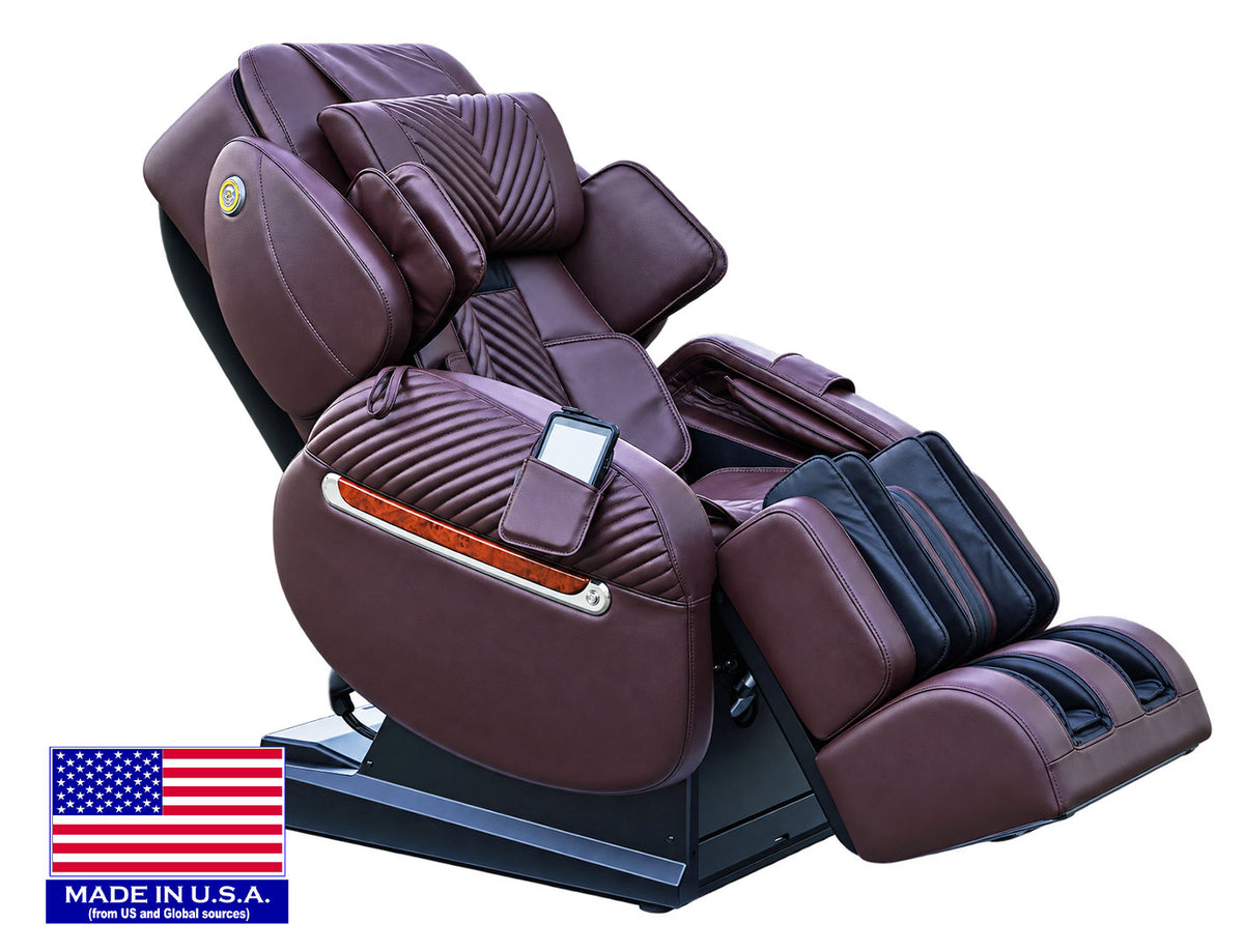 Luraco's studio photo of the i11 in chocolate, reclined, the same chair body as the Special Edition