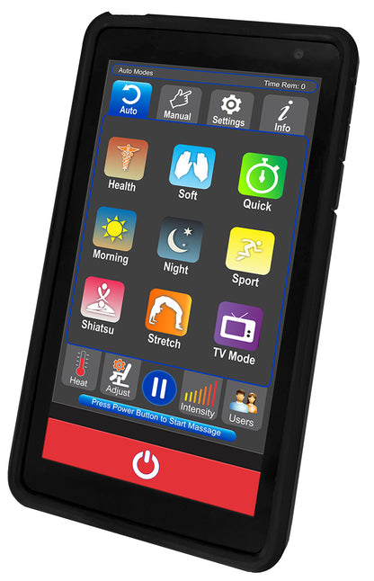 Luraco i9 Max Plus touchscreen remote showing the auto program menu