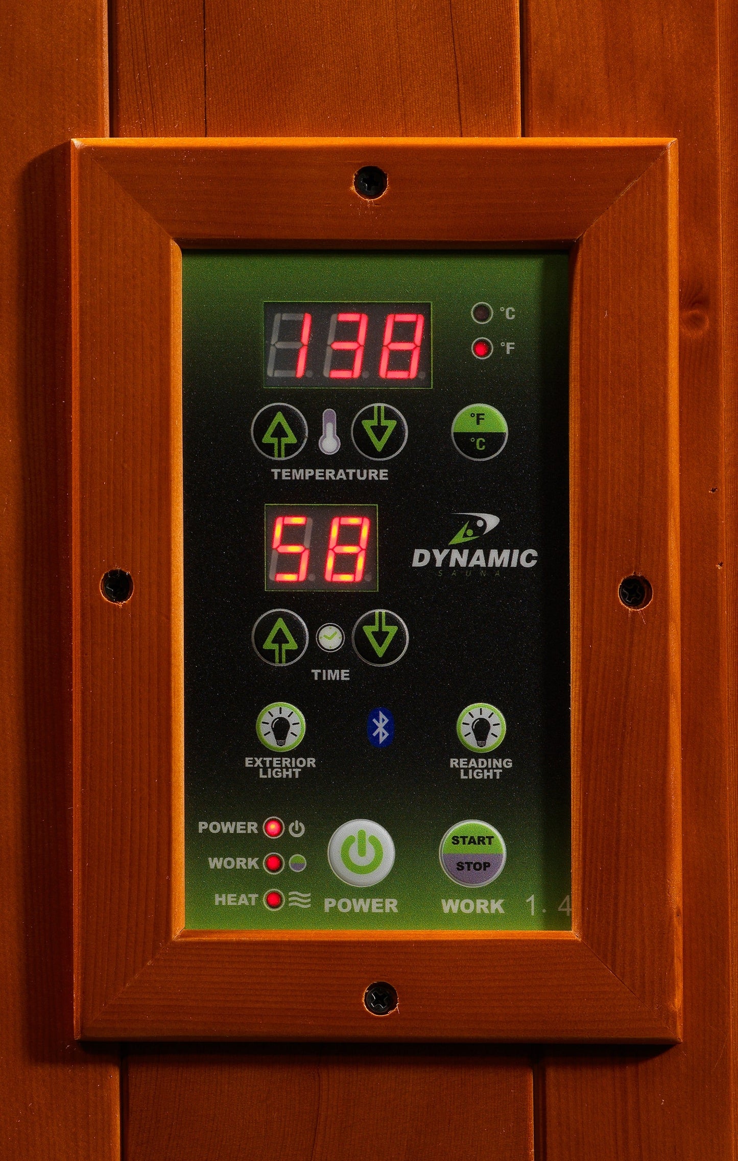 Digital control panel of the Dynamic Venice Elite 2-Person Ultra Low EMF FAR Infrared Sauna (DYN-6210-04 Elite) – ultra low EMF infrared sauna