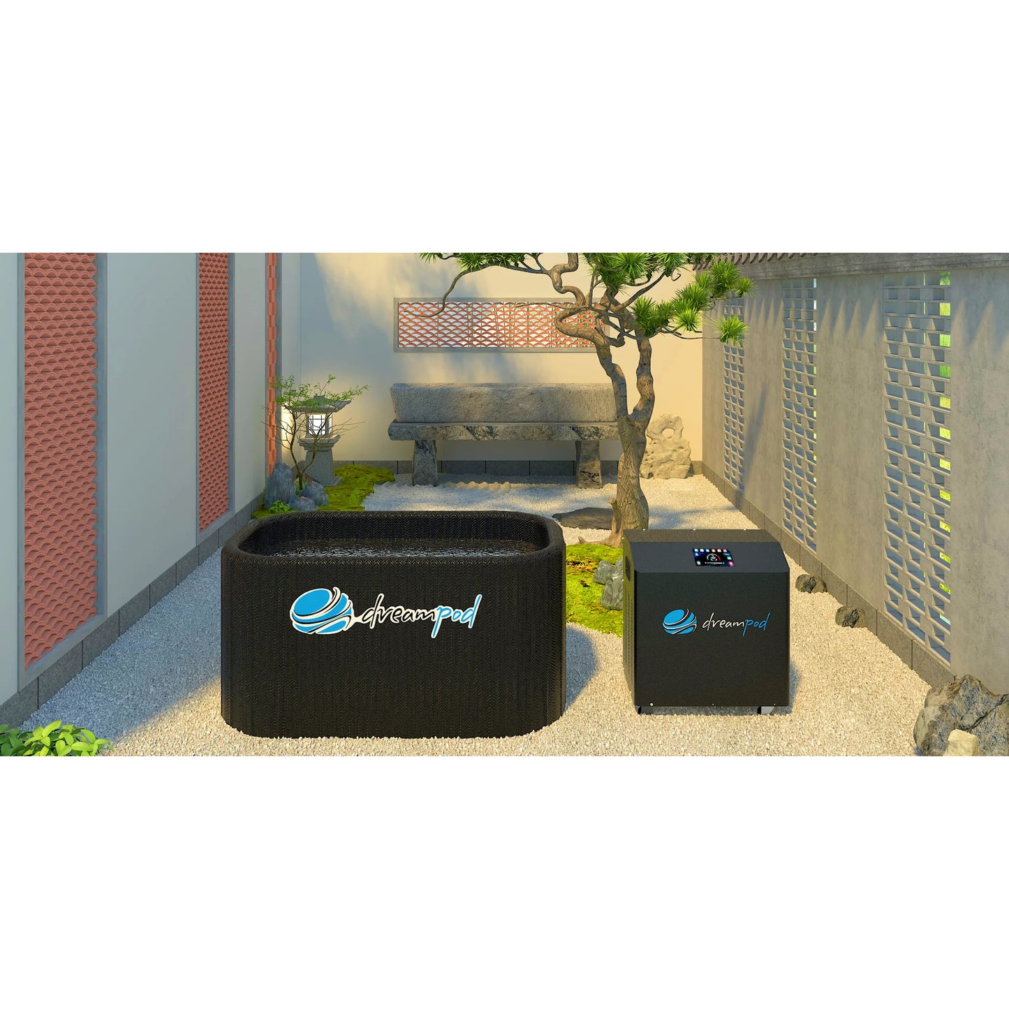 Dreampod Ice Bath FLEX with Chiller — inflatable cold plunge in outdoor zen setting