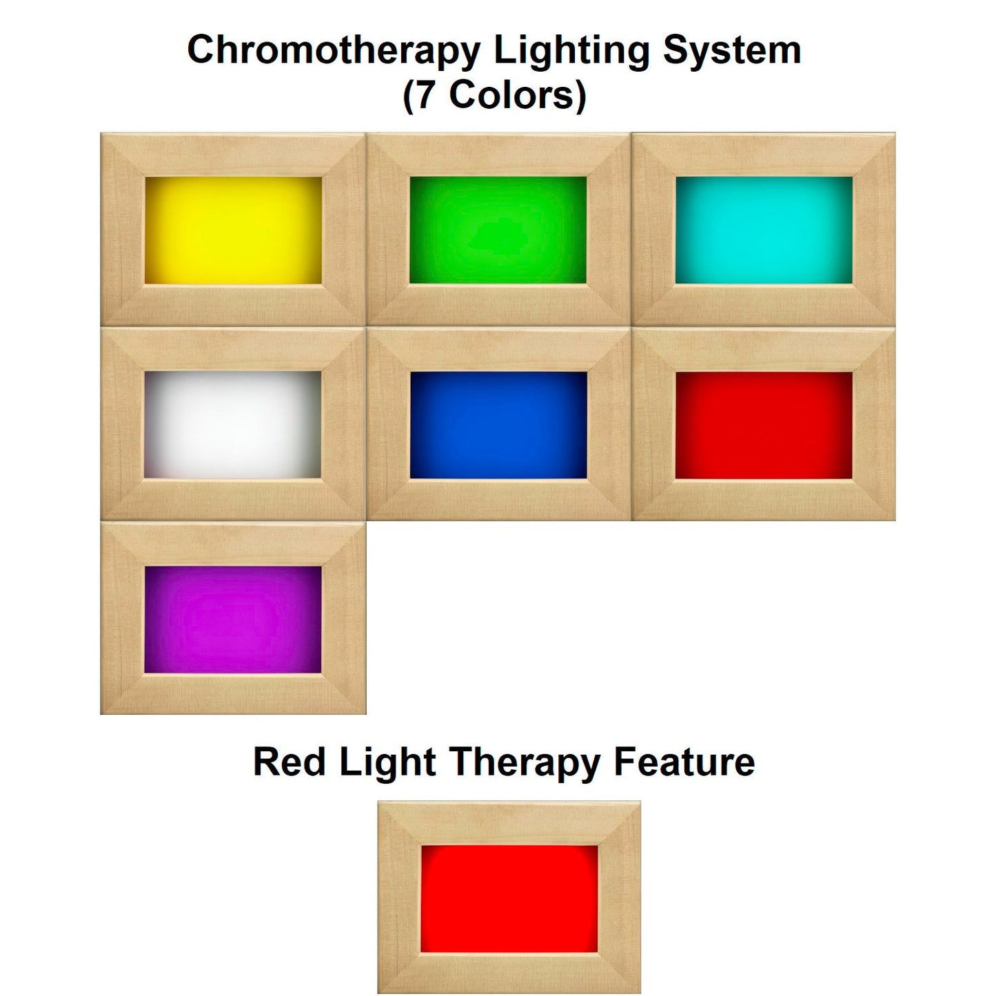Chromotherapy color light therapy of the Dynamic Vila Grande 4-Person Full Spectrum Near Zero EMF FAR Infrared Sauna (DYN-6415-03 FS) – full spectrum infrared sauna