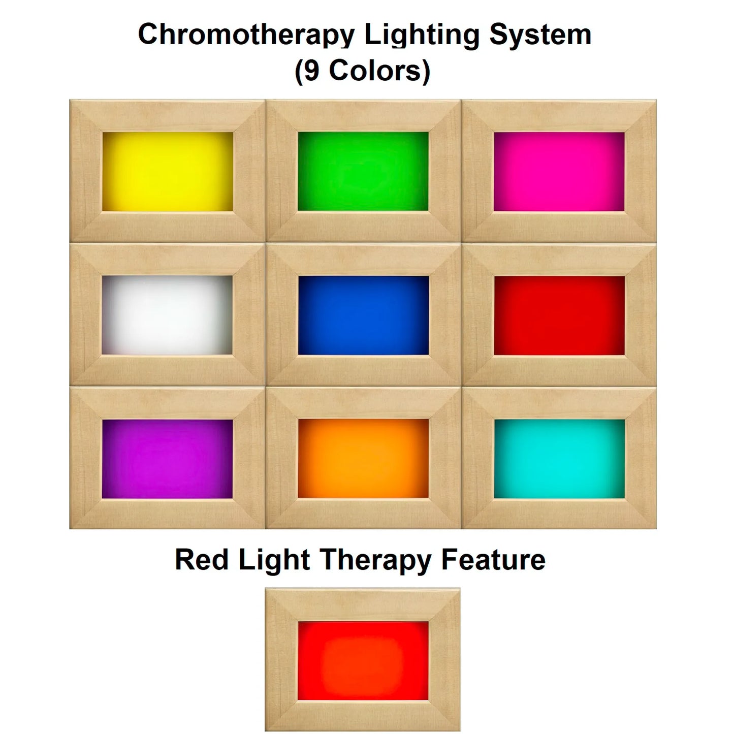 Chromotherapy accent light of the Dynamic Santiago 2-Person Full Spectrum Near Zero EMF FAR Infrared Sauna (DYN-6209-03 FS) – full spectrum infrared sauna