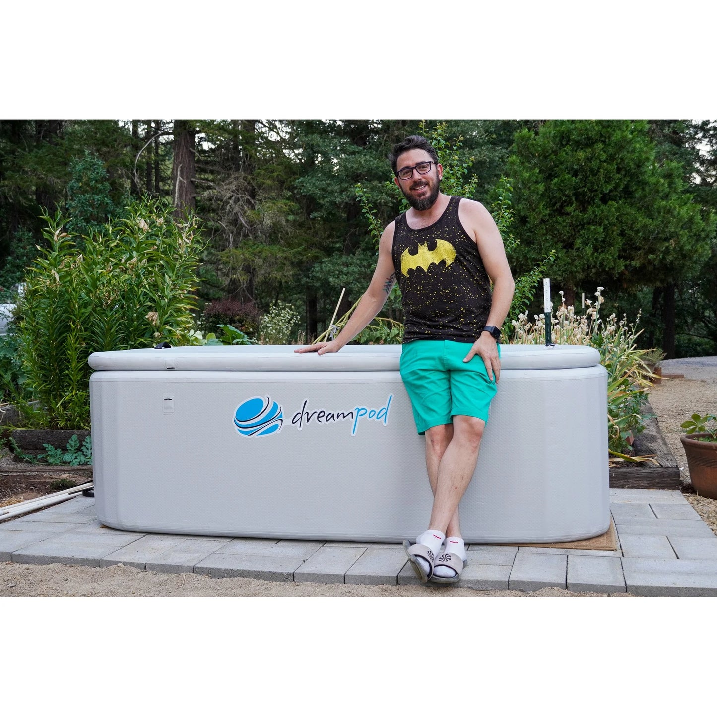 Dreampod Home Float FLEX — Inflatable float pod in home setting