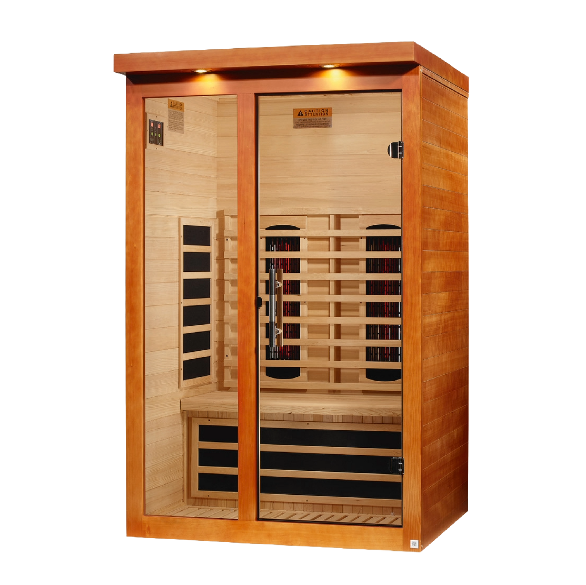 Left side view of the Dynamic Llumeneres 2-Person Full Spectrum Near Zero EMF FAR Infrared Sauna (DYN-6215-03 FS) – full spectrum infrared sauna
