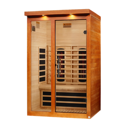 Left side view of the Dynamic Llumeneres 2-Person Full Spectrum Near Zero EMF FAR Infrared Sauna (DYN-6215-03 FS) – full spectrum infrared sauna