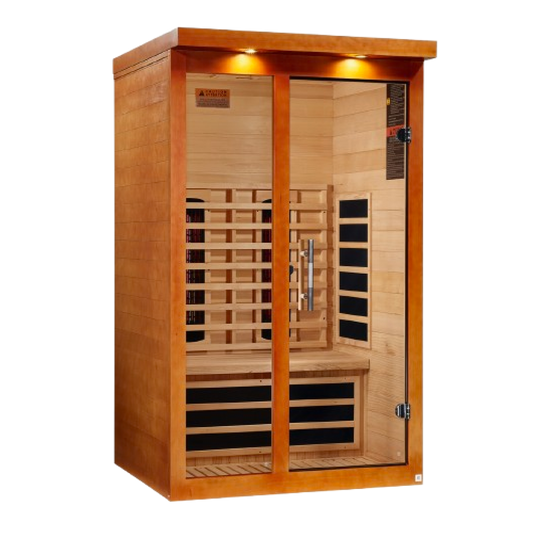 Right side view of the Dynamic Llumeneres 2-Person Full Spectrum Near Zero EMF FAR Infrared Sauna (DYN-6215-03 FS) – full spectrum infrared sauna