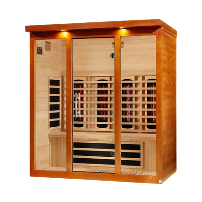 Left side view of the Dynamic Vila Grande 4-Person Full Spectrum Near Zero EMF FAR Infrared Sauna (DYN-6415-03 FS) – full spectrum infrared sauna