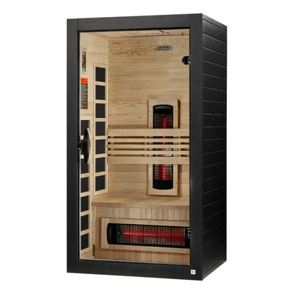Exterior view of the Dynamic Santorini 1-2-Person Full Spectrum Near Zero EMF FAR Infrared Sauna (DYN-6009-03 FS) – full spectrum infrared sauna