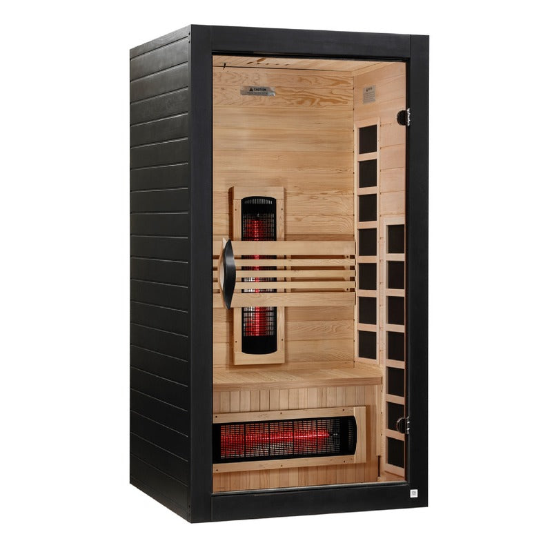 Exterior view 3 of the Dynamic Santorini 1-2-Person Full Spectrum Near Zero EMF FAR Infrared Sauna (DYN-6009-03 FS) – full spectrum infrared sauna