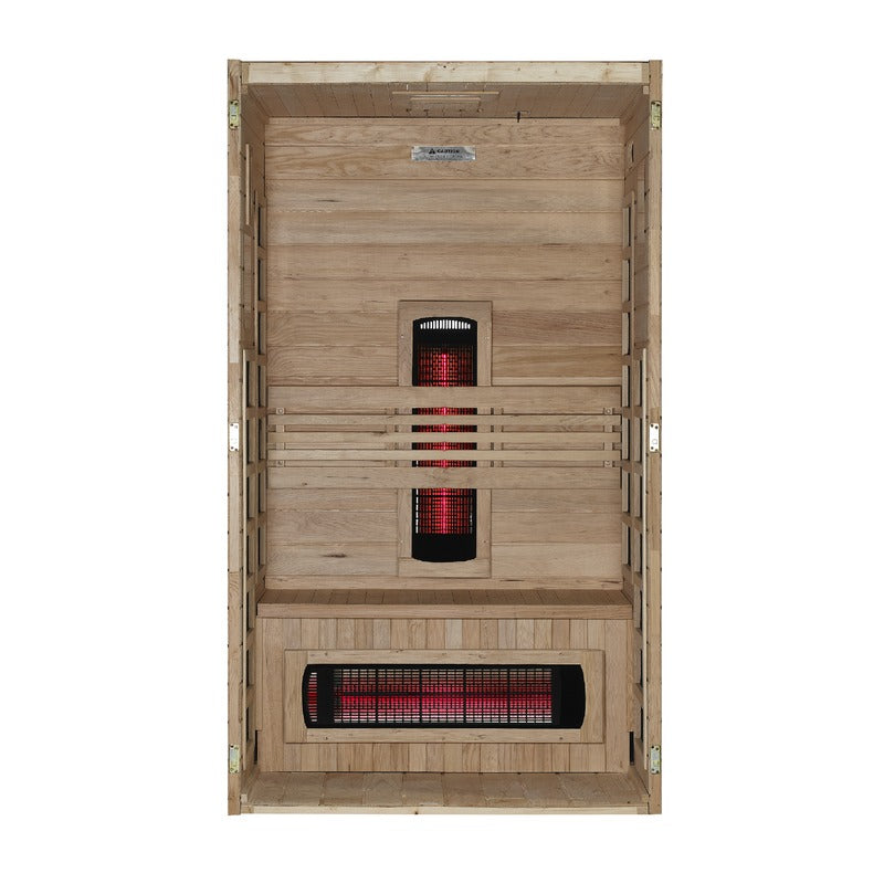 Exterior view 4 of the Dynamic Santorini 1-2-Person Full Spectrum Near Zero EMF FAR Infrared Sauna (DYN-6009-03 FS) – full spectrum infrared sauna