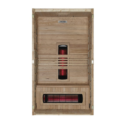 Exterior view 4 of the Dynamic Santorini 1-2-Person Full Spectrum Near Zero EMF FAR Infrared Sauna (DYN-6009-03 FS) – full spectrum infrared sauna