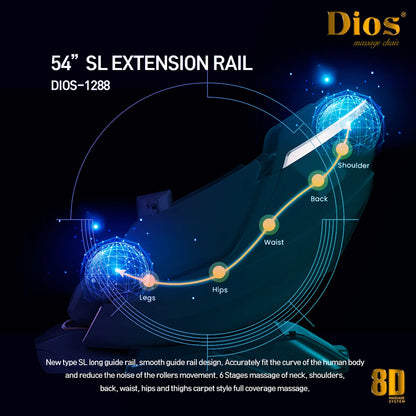 Diagram of a kahuna dios massage chair extension rail with labeled parts