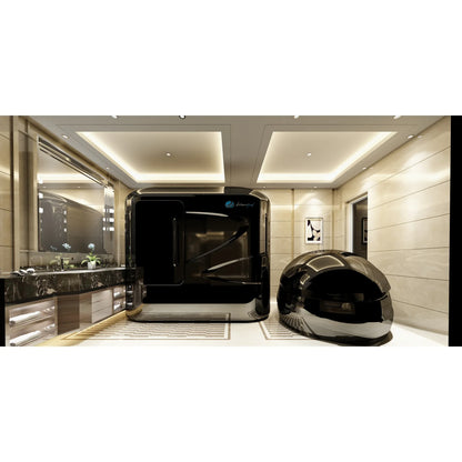Dreampod V2 Float Pod — Stealth Black in luxury cabin spa