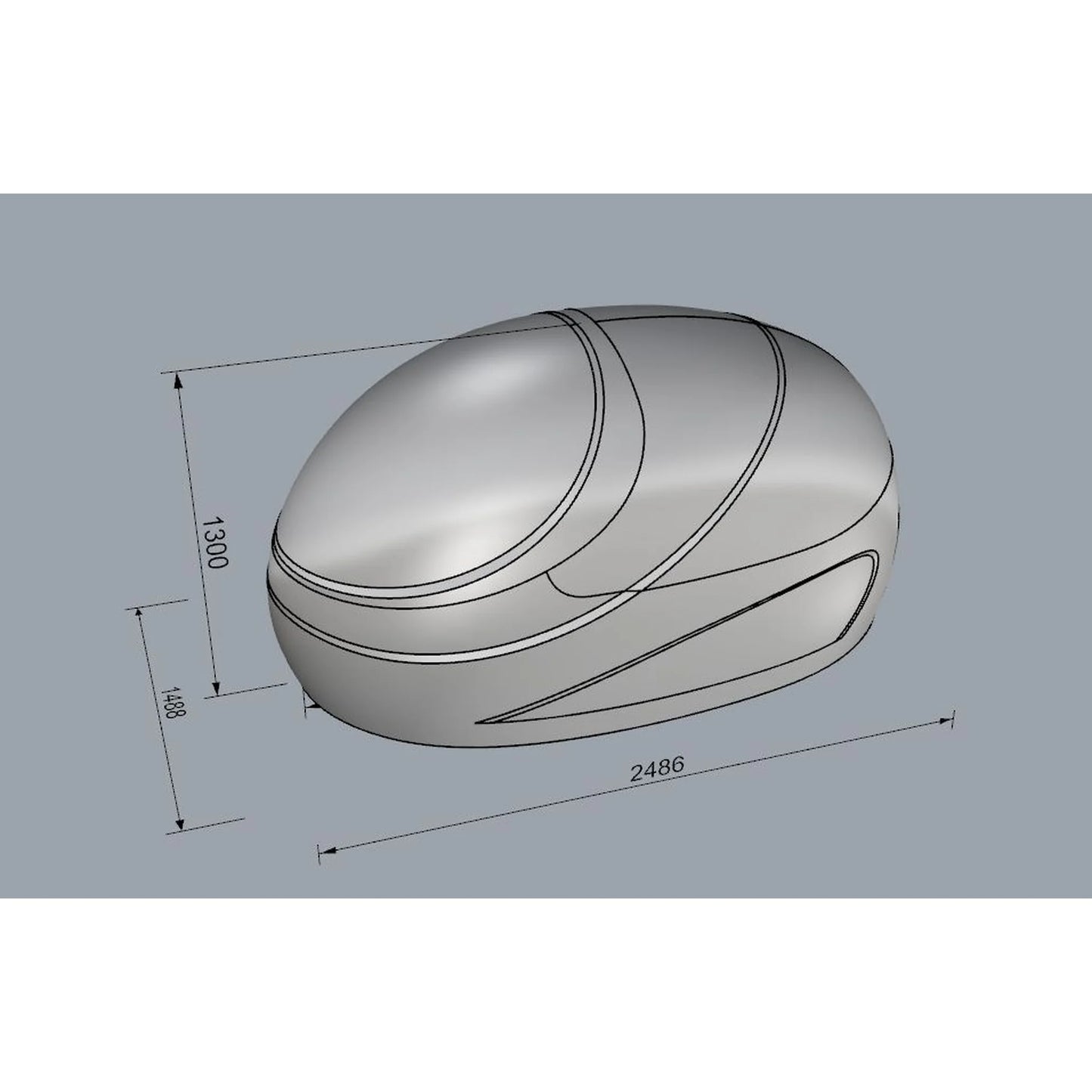 Dreampod Sport Float Pod — Dimensions: 2,486mm × 1,488mm × 1,300mm
