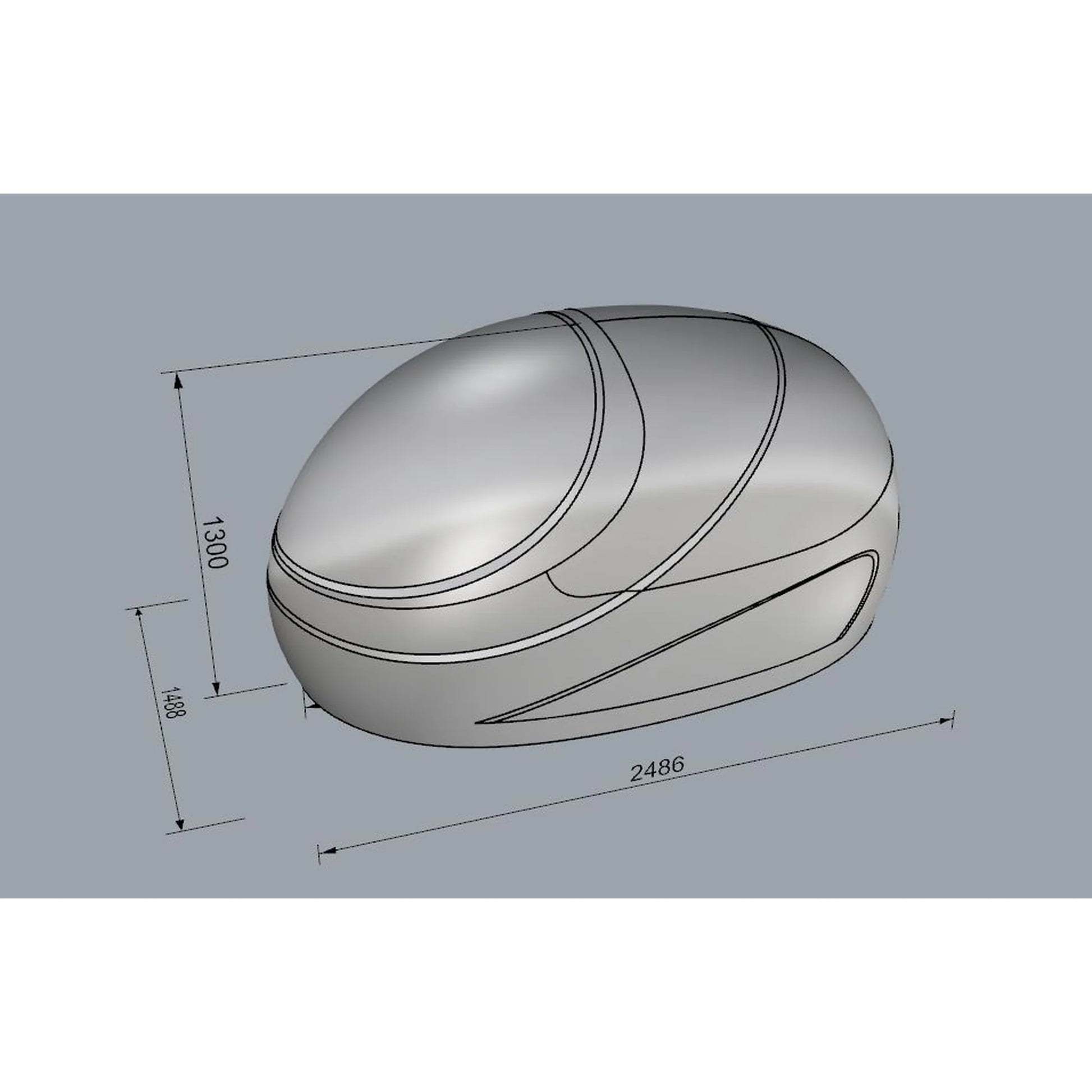 Dreampod Sport Float Pod — Dimensions: 2,486mm × 1,488mm × 1,300mm