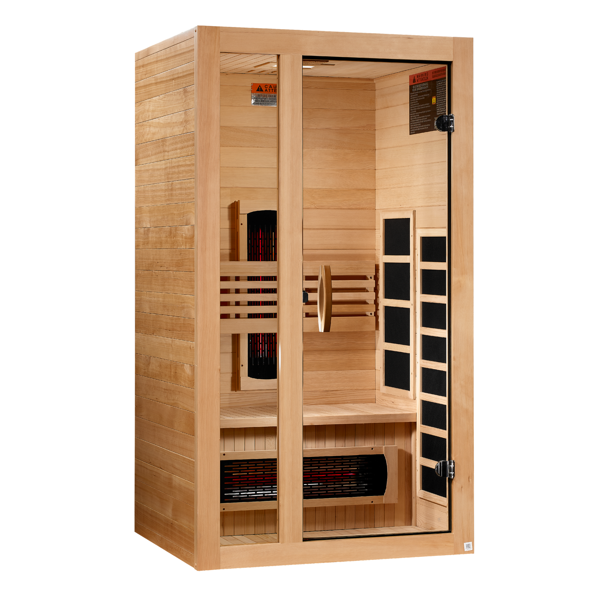 Right side view of the Dynamic Gracia 1-2-Person Full Spectrum Near Zero EMF FAR Infrared Sauna (DYN-6119-03 FS) – full spectrum infrared sauna