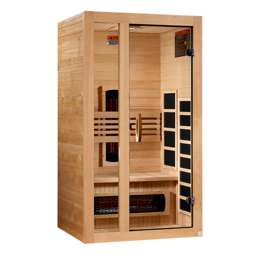 Right side view of the Dynamic Gracia 1-2-Person Full Spectrum Near Zero EMF FAR Infrared Sauna (DYN-6119-03 FS) – full spectrum infrared sauna