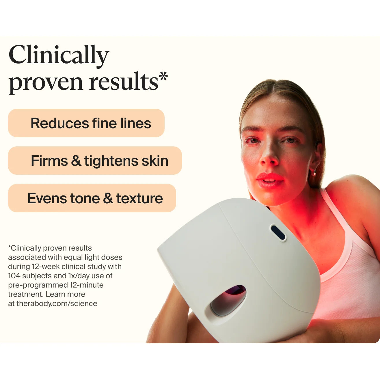TheraFace Mask Glo — full-face LED light therapy mask by Therabody — product view 3