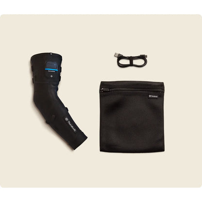 Therabody RecoveryPulse Arm — what is included — sleeve USB-C cable and laundry travel pouch
