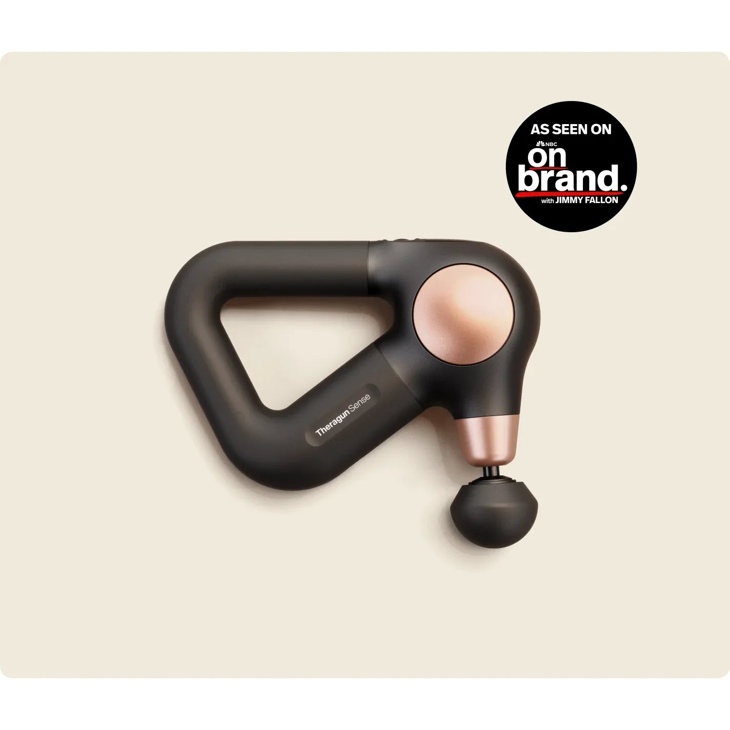 Theragun Sense G2 — smart quiet percussive therapy device by Therabody — front product view on white background