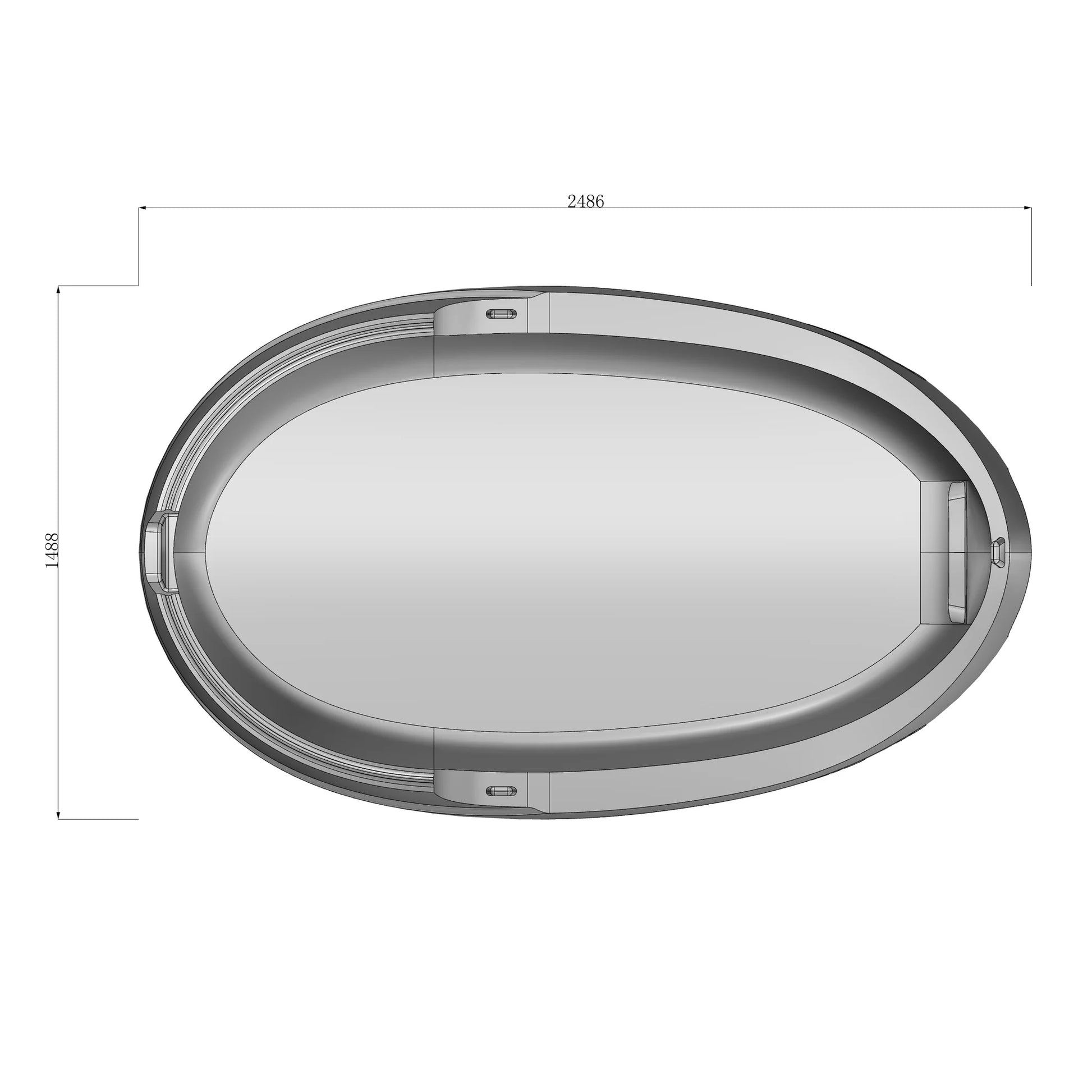 Dreampod Sport Float Pod — Technical top view with dimensions