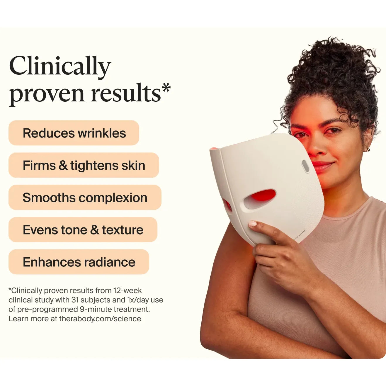 TheraFace Mask — premium full-face LED light therapy mask by Therabody — product view 2