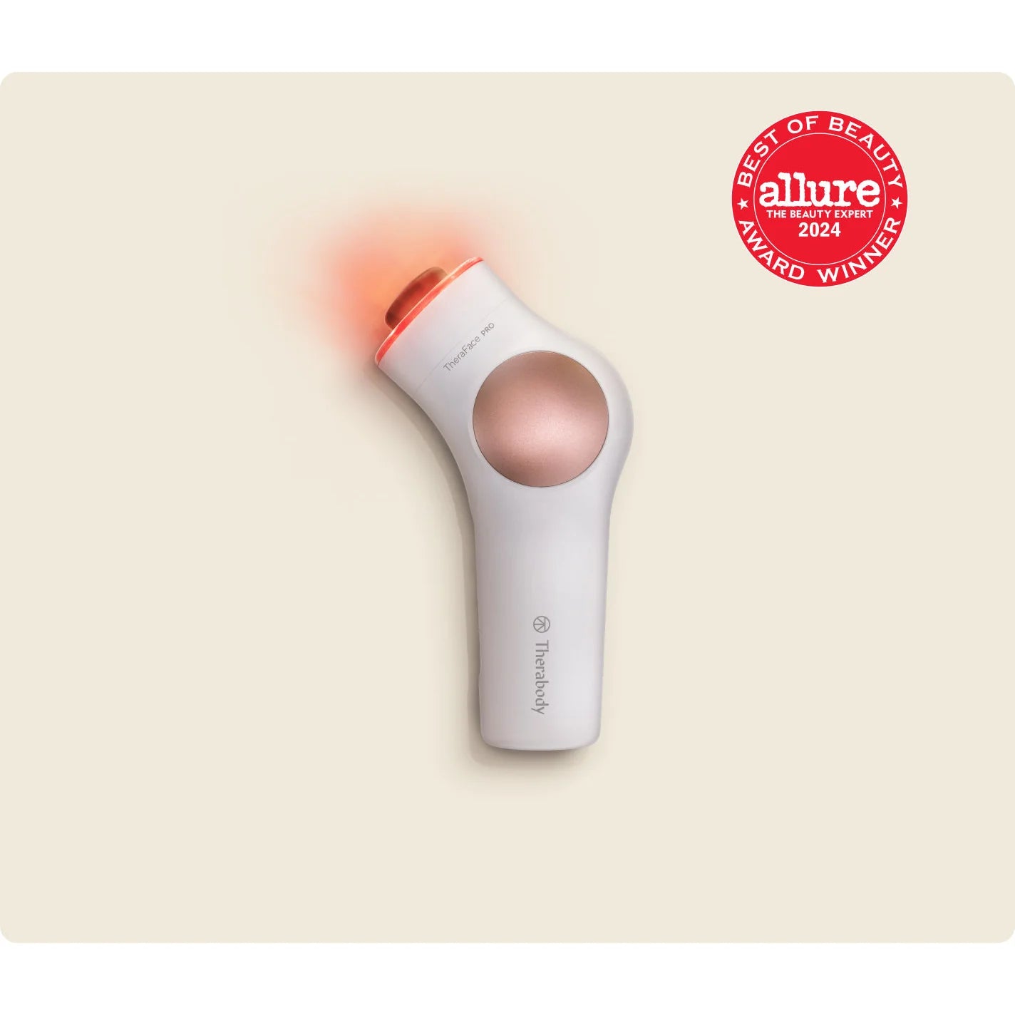 TheraFace Pro — microcurrent, LED & percussive facial therapy by Therabody — front product view on white background