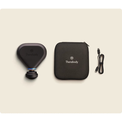 Theragun Mini Plus — portable percussive + heat therapy device by Therabody — box contents — what's included