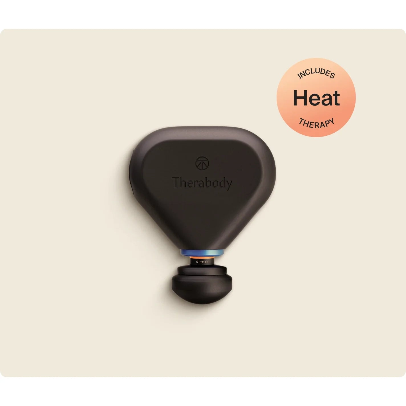 Theragun Mini Plus — portable percussive + heat therapy device by Therabody — front product view on white background