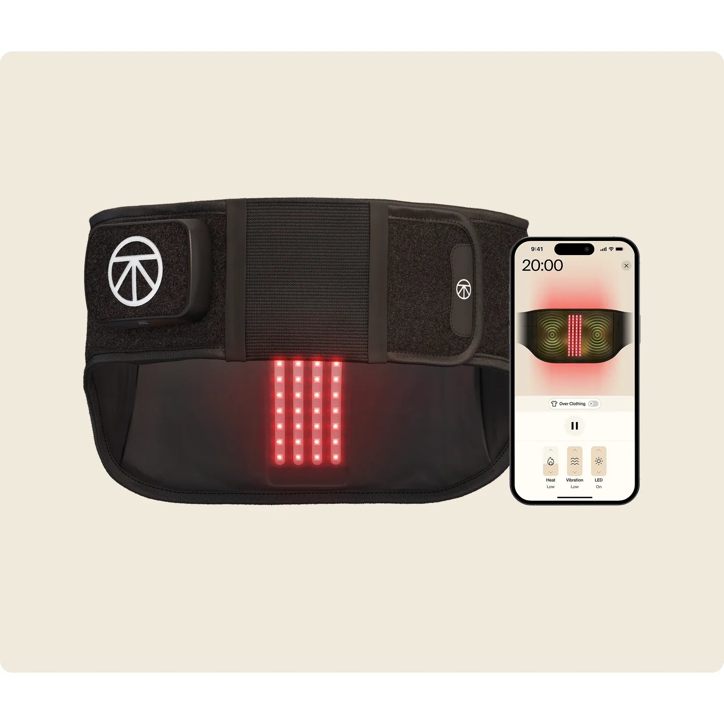 RecoveryTherm Back LED — heat + near-infrared LED therapy wrap by Therabody — rear product view