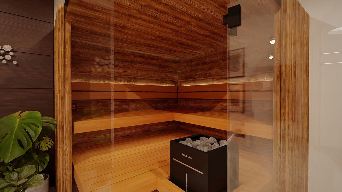 ThermaSol Aalto interior, the heater position beside the lower bench